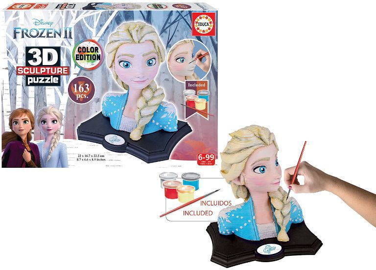 Sculpture 3d Frozen reino de hielo educa borrás3d puzzle ii elsa montar y incluye pinturas pincel 6 años color variado 18374 colormodelo 1 163