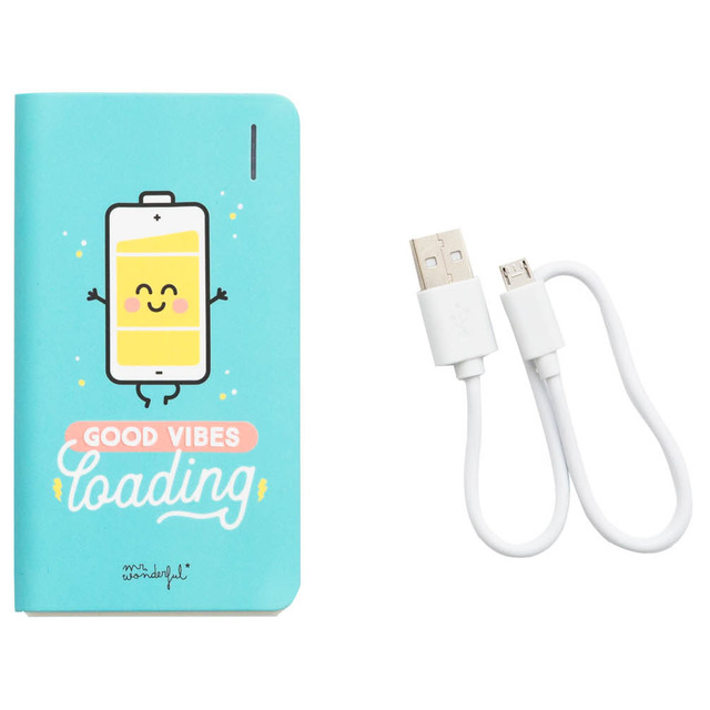 Powerbank MR. WONDERFUL Good Vibes (6000 mAh - 2 USB - MicroUSB - Azul)