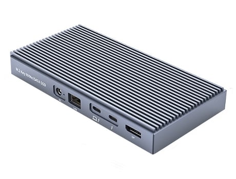 Hub ORICO Tb3-S2 Tipo-C a M.2 Nvme 4Usb3.1 Dp1.4 Aux 3.5Mm Dc120W 1000Mbps 2Thunderbolt3