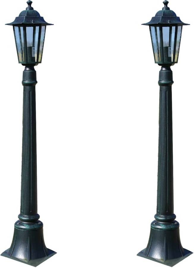 Vidaxl Farolas De preston 2 piezas luz exterior iluminación patio terraza entrada aire libre 105 cm set verde 60w 15 23