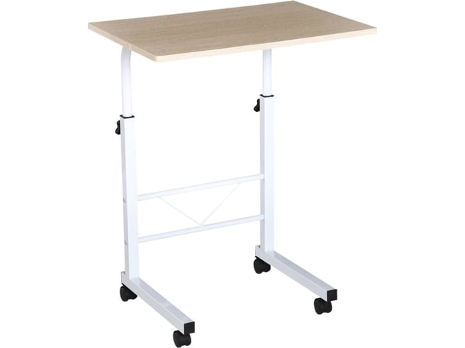 Homcom Mesa Auxiliar con ruedas de ordenador compact escritorio computadora para hogar oficina altura ajustable 60x40x6878cm color blanco 836057 60x40x68cm