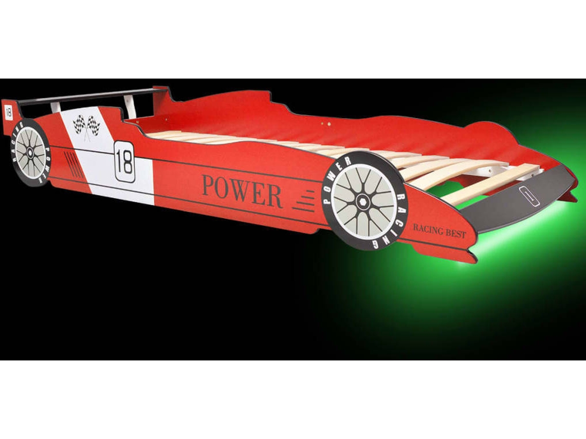 Cama con forma de coche de carreras para niños 90x200 cm roja