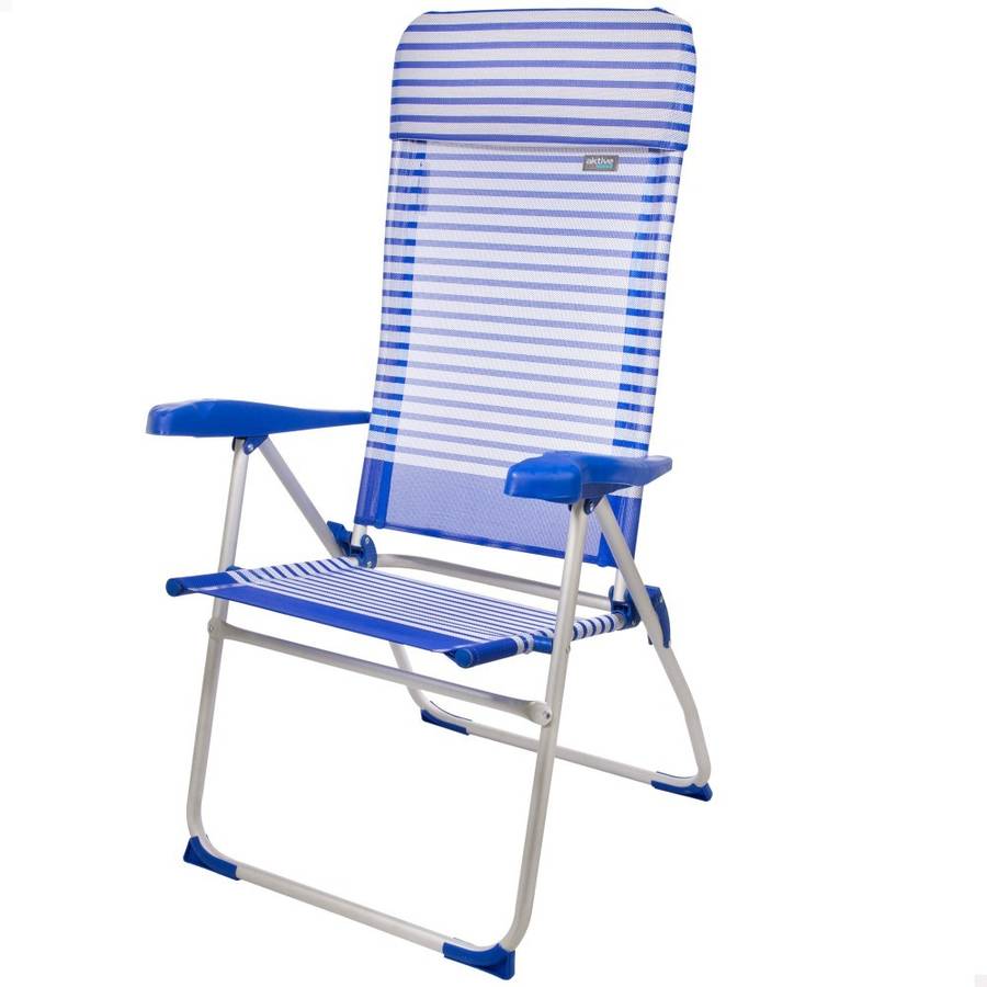 Silla de Playa AKTIVE Aluminio Azul (67x64x118cm)