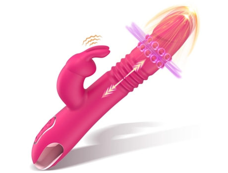 Vibrador de masaje telescópico a prueba de agua de 10 frecuencias para mujeres (rosa roja) VEANXIN