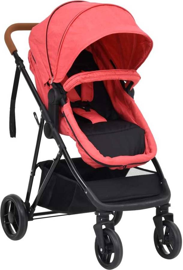 Carrito de Bebé Duo VIDAXL 2 en 1 de Acero Rojo y Negro