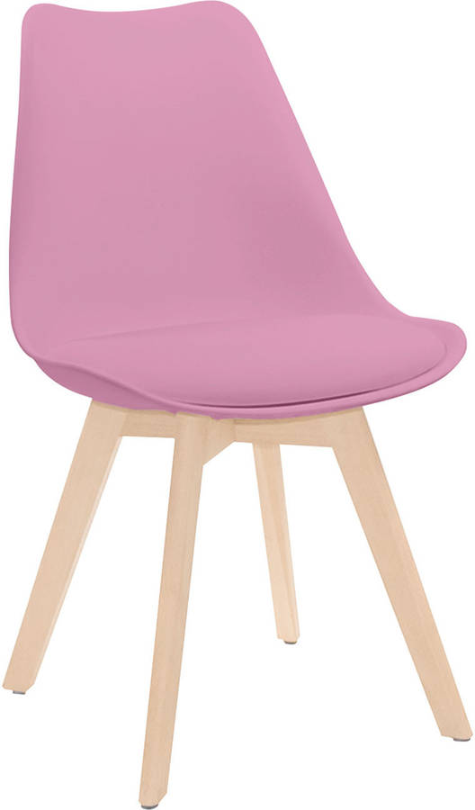 Silla de Comedor THINIA HOME Nórdico Rosa (Polipropileno, Espuma PU, Madera de Haya - 48x55x83 cm)