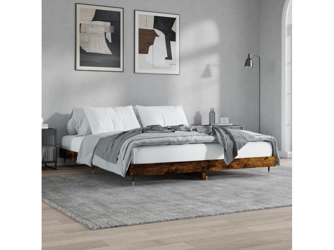 Estructura de cama madera contrachapada blanca 180x200 cm