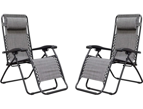 Set de 2 sillas Gravedad Cero reclinables Tumbonas sillas reclinable ajustable Gris SELEOK