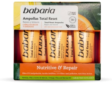 Ampollas para el Pelo BABARIA Reset Nutritivo y Reparador (5 x 15 ml)