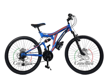 Bicicleta infantil suspensión total COLORADO 24 - 18 velocidades (Azul/naranja) BICICLETTE CANELLINI