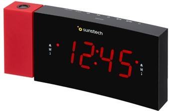 Radio Despertador SUNSTECH FRDP3RD (Rojo - Digital - FM - Corriente - Alarma Doble - Función Snooze)