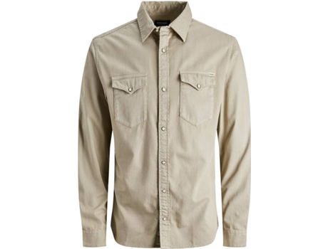 Camisa JACK & JONES Algodón Hombre (XS - Marrón)