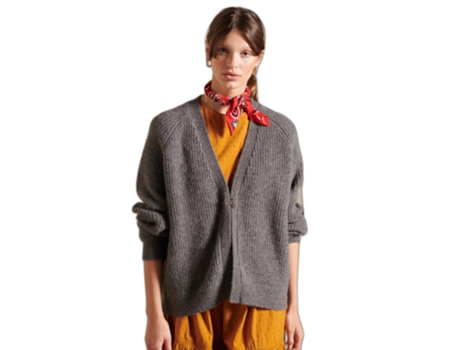 Cardigan para Mujer SUPERDRY (S - Nylon - Gris)