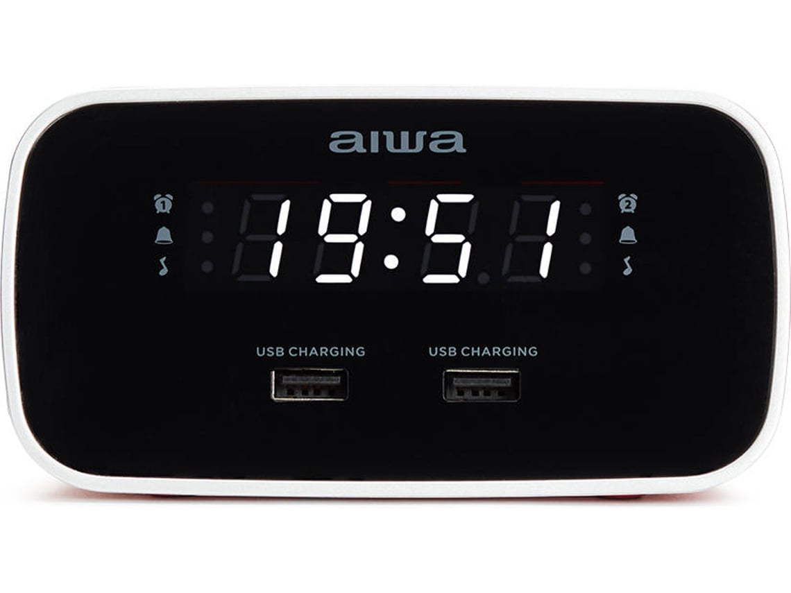 Radio Despertador Aiwa cru19rd usb reloj color rojo digital doble charge para cargar smartphones y