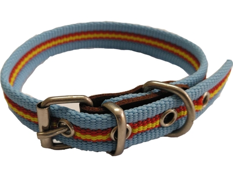 Collar para Perros GLOBAL Bandera de España (Azul - 35cm - Algodón - M - Porte Medio)