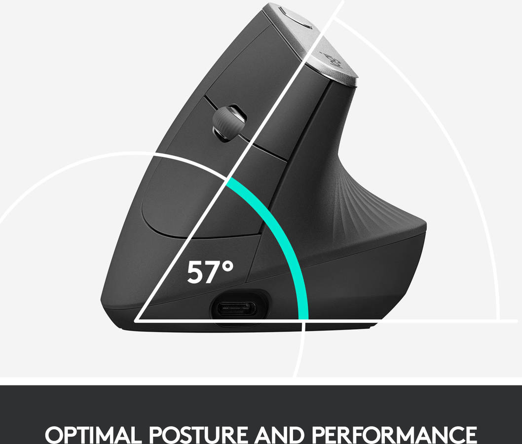 Ratón LOGITECH MX Vertical (Inalámbrico - Pro - 4000 dpi - Gris)