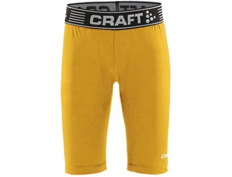 Pantalones Ajustados para Hombre CRAFT Malla Corta Pro Control Compression Amarillo para Fútbol (158 - 164 cm)