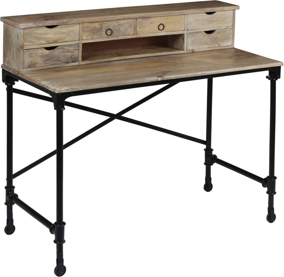 Mesa De Escritorio madera maciza y acero 110x50x96 cm vidaxl 110x50x96cm