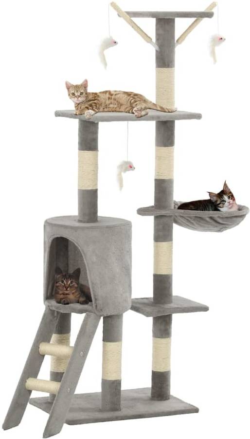 Rascador Para Gatos con poste de sisal 138 cm gris vidaxl