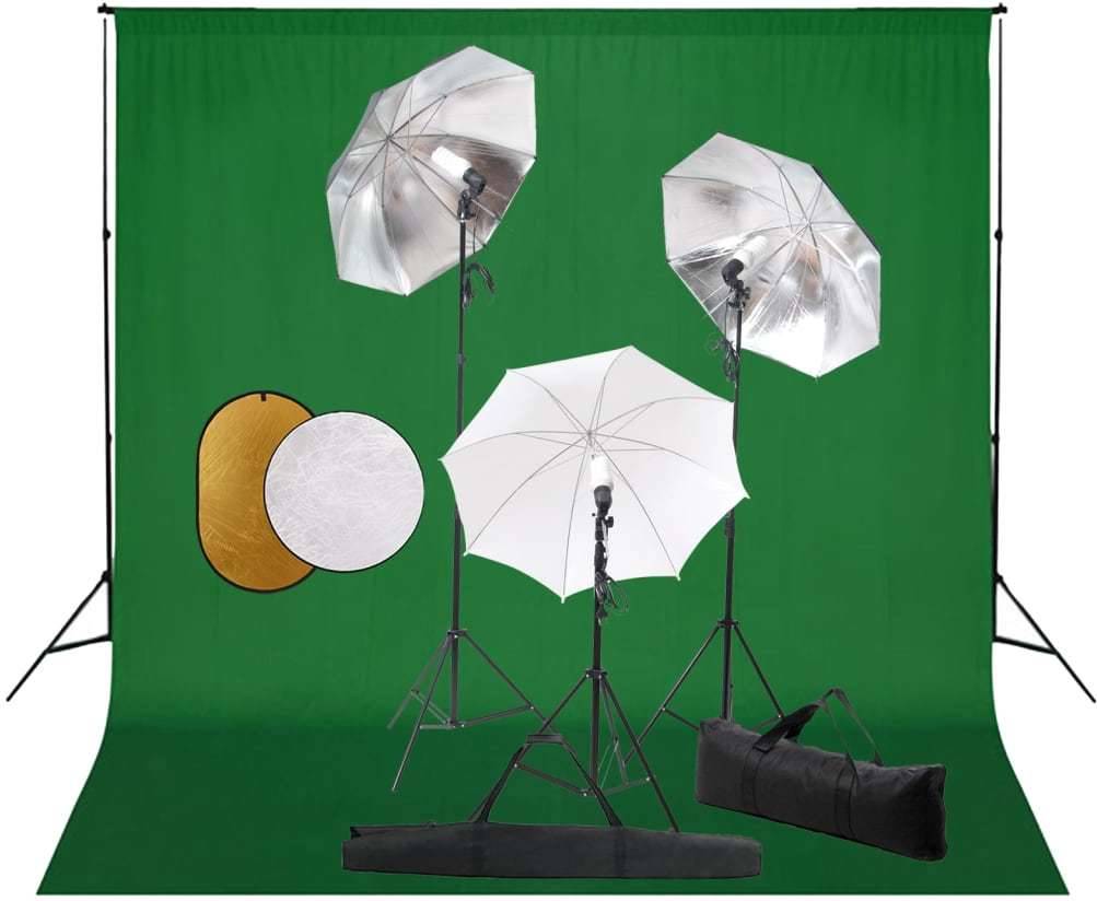 Kit Iluminación de Estudio VIDAXL con Sombrillas, Fondo y Reflector