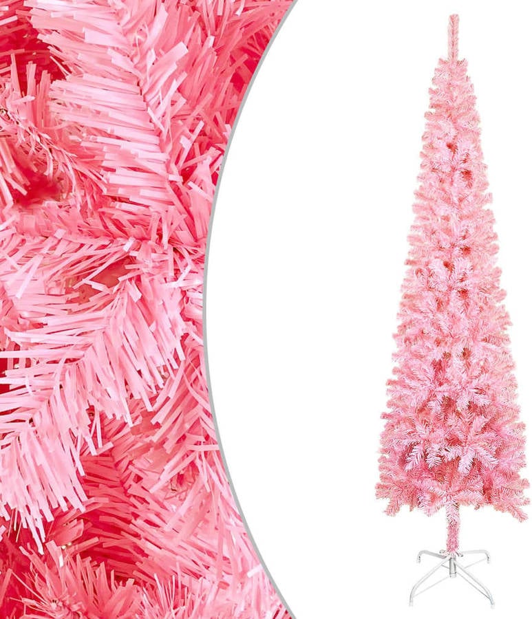 Árbol De Navidad estrecho con led y rosa 150 cm vidaxl luces 150x43