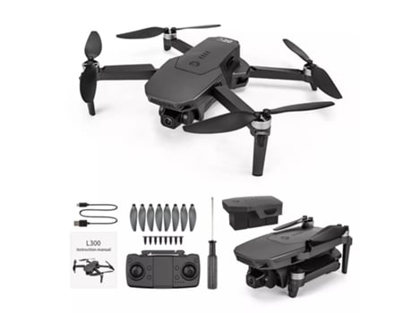 Drone LKC L300 profissional 5G WIFI GPS com câmara 4K Full HD doble cámara Tiempo de vuelo 25 minutos 1 Bateria - Negro