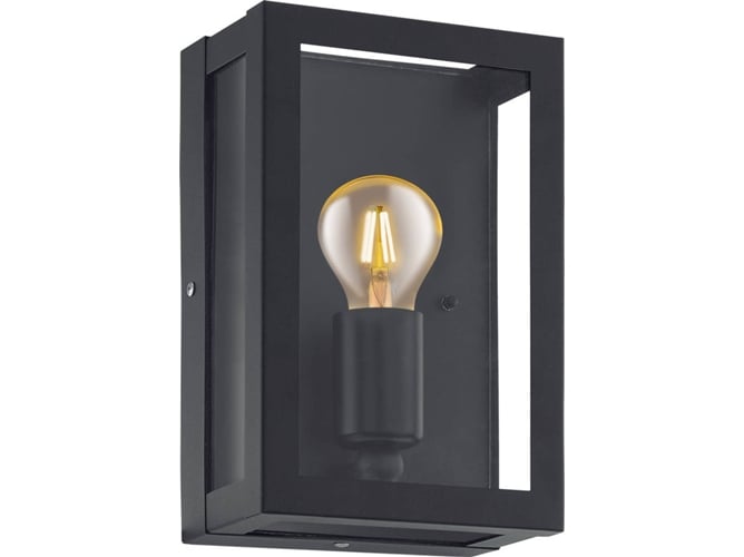 Lámpara De Eglo alamonte 1 exterior negra 60 w 94831 aplique alamaonte osram con bombilla acero galvanizado color vidrio e27 ip44