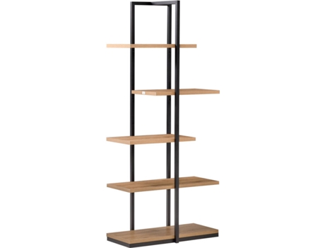 Homcom Estantería Industrial de 5 niveles librería almacenamiento con diseño irregular para oficina dormitorio 80x39x1795 cm negro y 75x33x110 metal