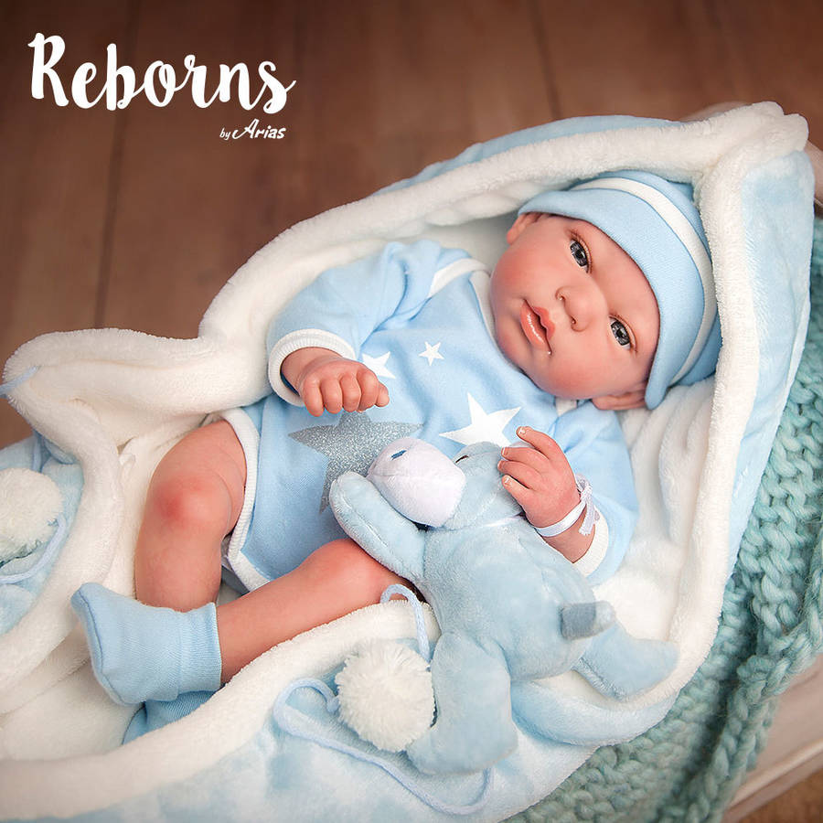 Muñecas Arias Bebé 98036 reborns 40 cm carlos con manta y peluche edad 3 465 215 30