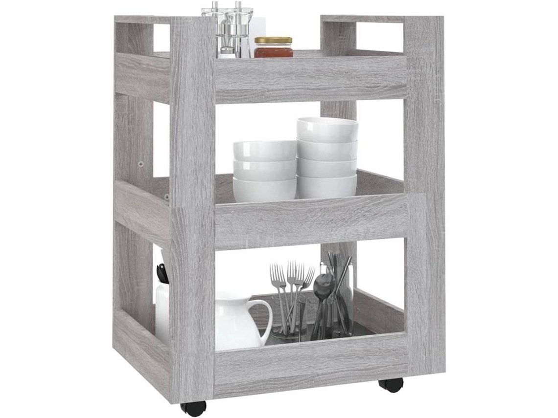 Carrito de cocina madera contrachapada blanco 60x45x80 cm