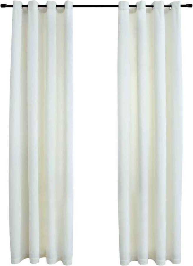 Cortinas Opacas con Anillas 2 Piezas Terciopelo VIDAXL Crema (140 x 225 cm)