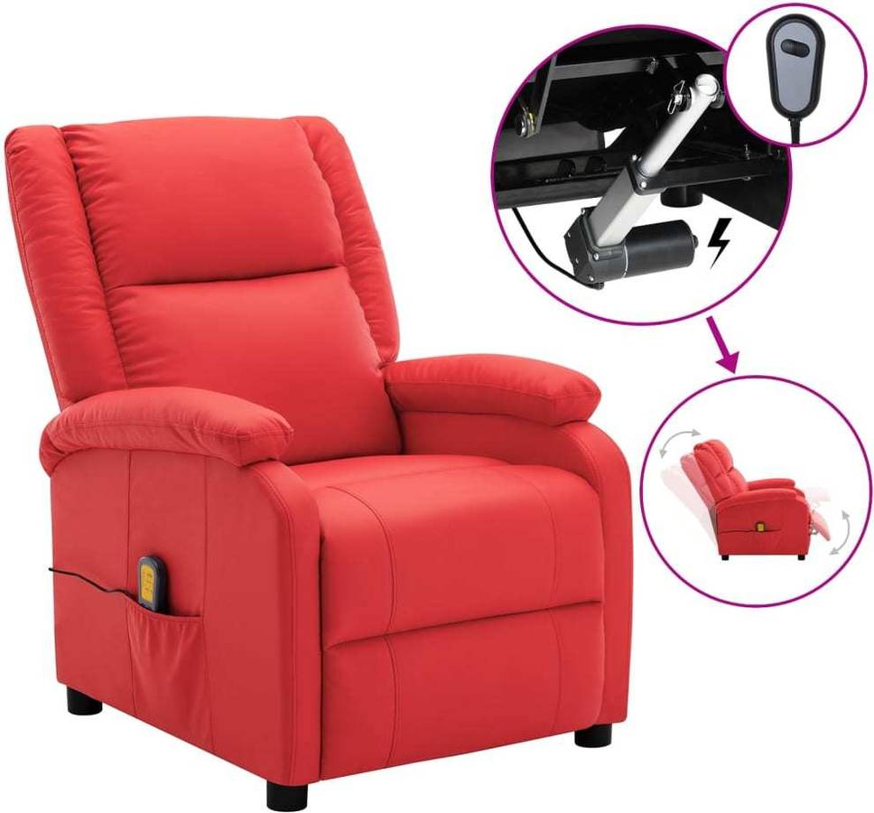 Sillón de Masaje VIDAXL Eléctrico Reclinable Piel Sintética Rojo