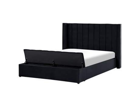 BELIANI Noyers Cama de matrimonio terciopelo negro 190x247x132