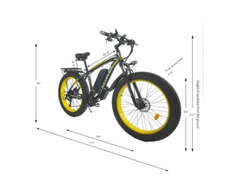 Bicicleta eléctrica k800 45km / h 1000w motor 48v 18ah batería, con derivación de 21 velocidades - Amarillo KETELES