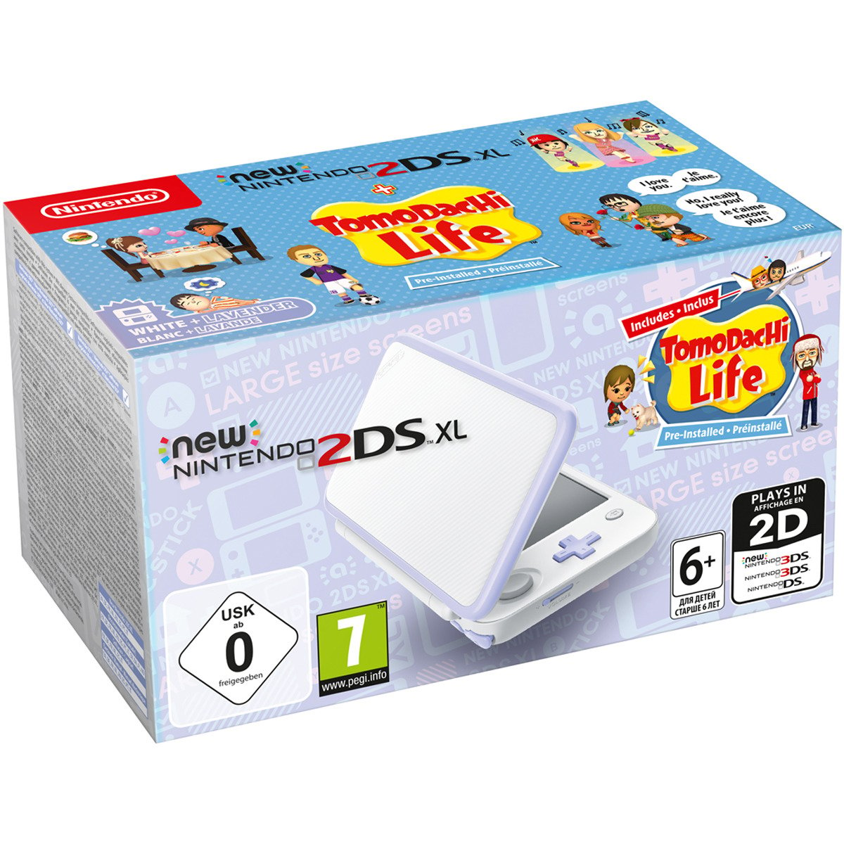 Consola New NINTENDO 2DS XL Lavanda + Tomodachi Life