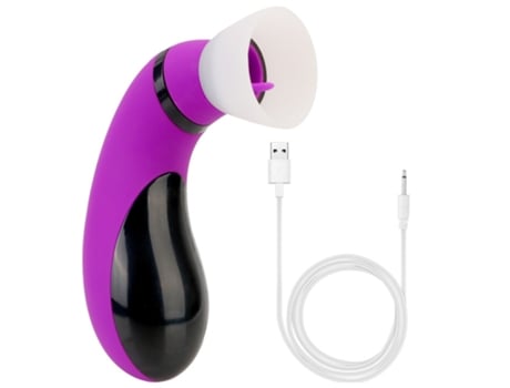 Vibrador de succión para lamer la lengua recargable 2 en 1 para mujeres (púrpura) VEANXIN