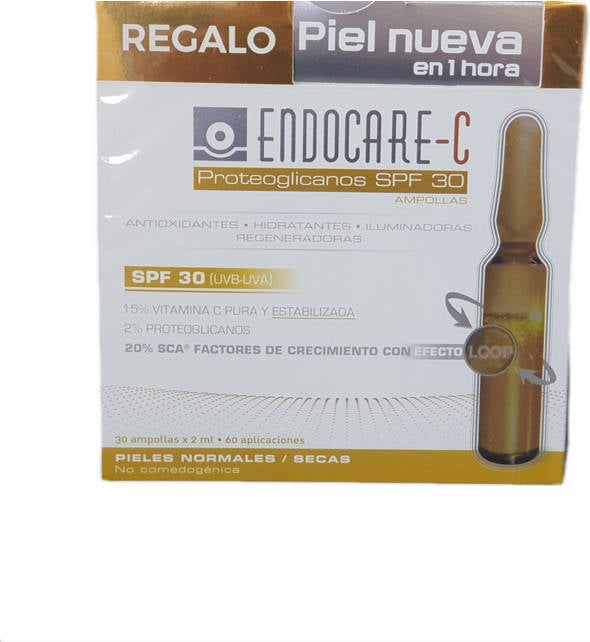 Endocare Radiance Proteoglicanos oilfree ampollas faciales antiedad regeneradoras y antioxidantes con vitamina todo spf 30 set 4 un 2