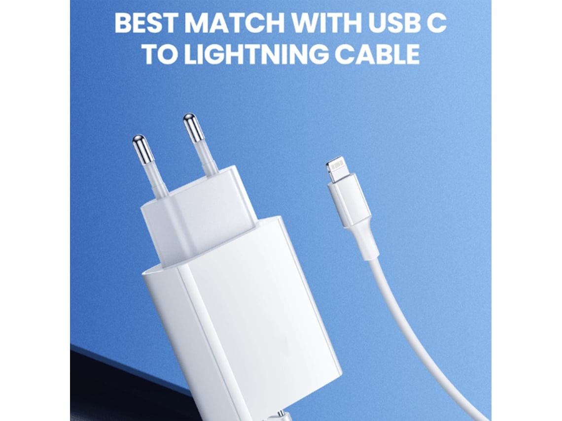 Kit Base Cargador Type C Fastcharge 20W + Cable de Carga Type C Lightning  con Tecnologia Pd e Certificado Mfi para iPhone 14 PHONECARE Blanco