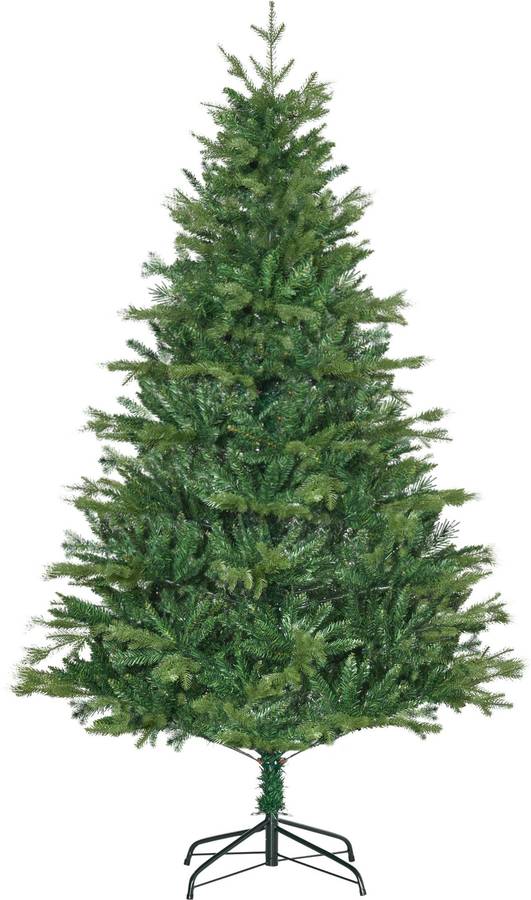 Homcom Árbol De Navidad Artificial 180 Cm Ignífugo Con 1443 Ramas Hojas De Pvc Base Plegable Y Soporte Metálico Decoración Navideña Para Interiores Verde