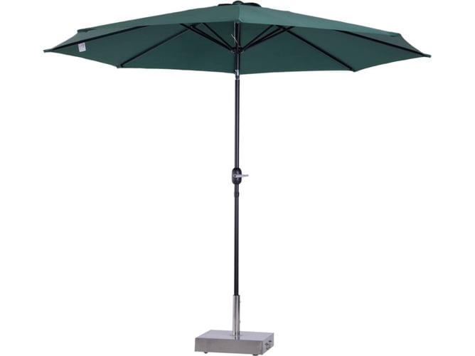 Outsunny Parasol Grande sombrilla exterior desmontable regulable y manivela apertura φ300x245cm verde ø300x245 acero 300x245cm