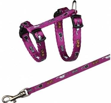 Arnés y Correa para Gatos TRIXIE Ajustable (Rosa - 21-33cm - Nylon - S - Porte Pequeño)