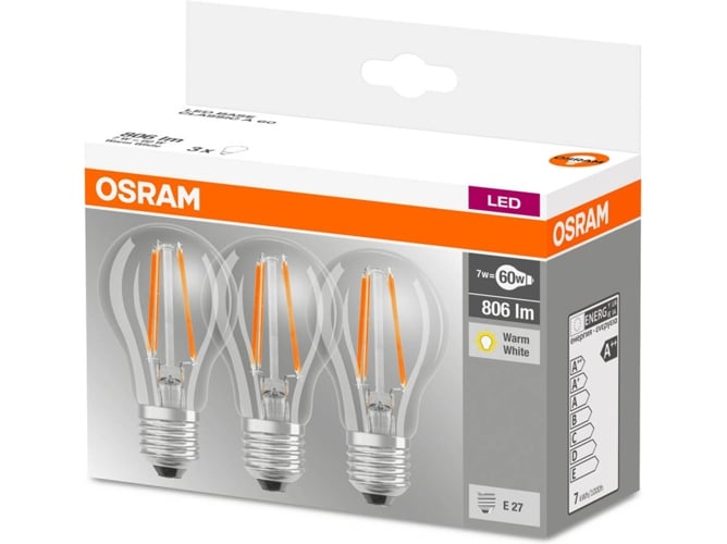 Osram 819290 Bombilla e27 7 w blanco 3 unidades 7w x3 1214472