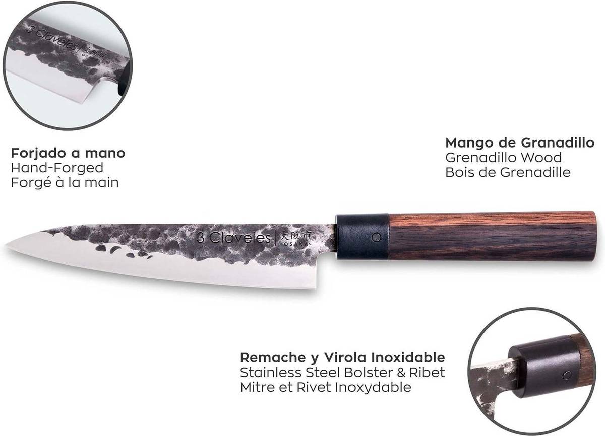 Cuchillo de Cocina 3 CLAVELES (Acero inoxidable - 16 cm - 6.5")