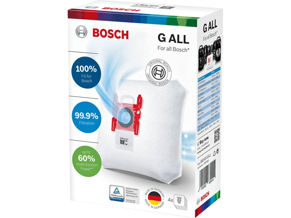 Bolsas p/ Aspiradora BOSCH PowerProtect BBZ41FGALL (4 unidades)