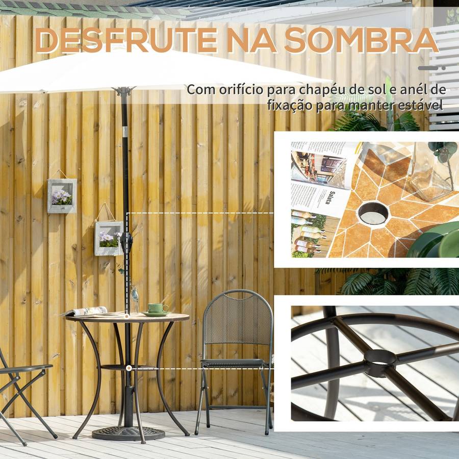 Mesa De Redonda mosaico con superficie y macro metal carga 60 kg para patio terraza exterior ø76x75 cm outsunny 84b888 beis 76 75 ã˜76x75cmoutsunny.