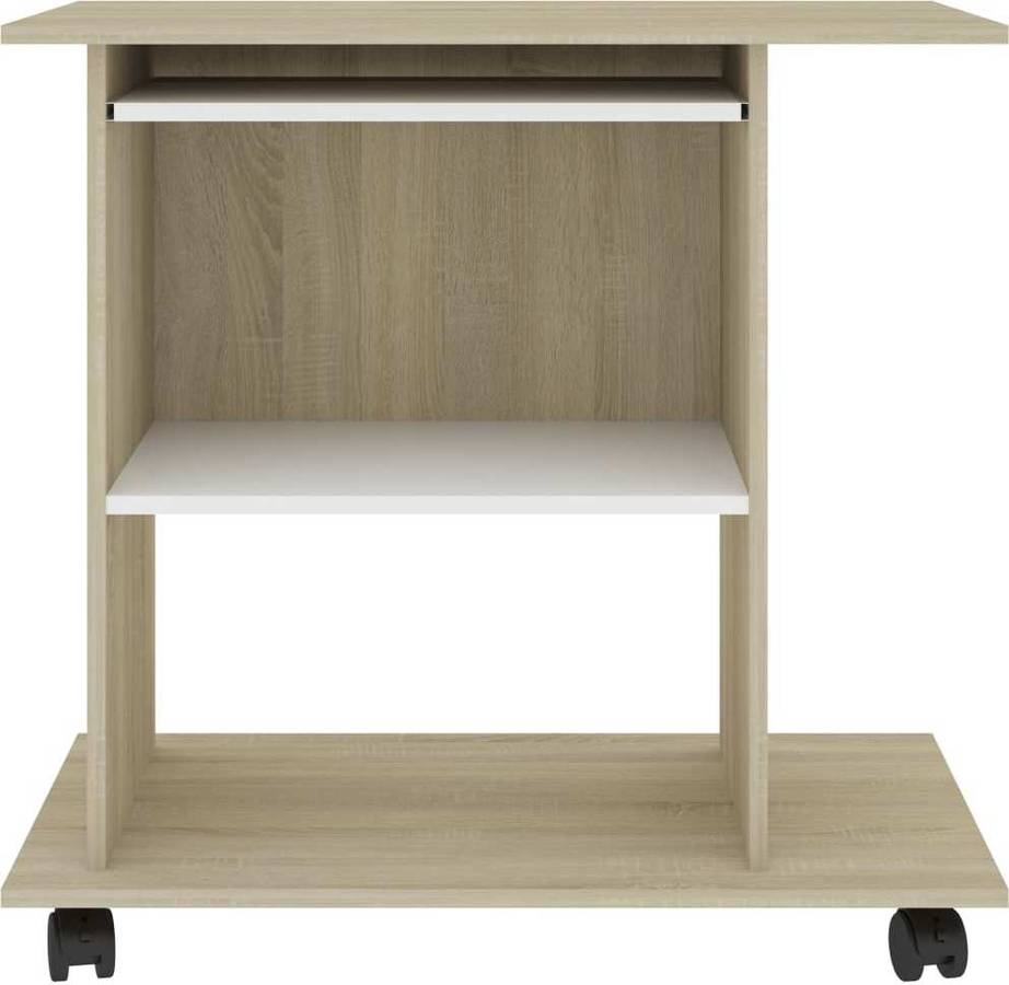 Mesa de Ordenador VIDAXL Aglomerado Blanco Y Roble Sonoma (80 x 50 x 75 cm)