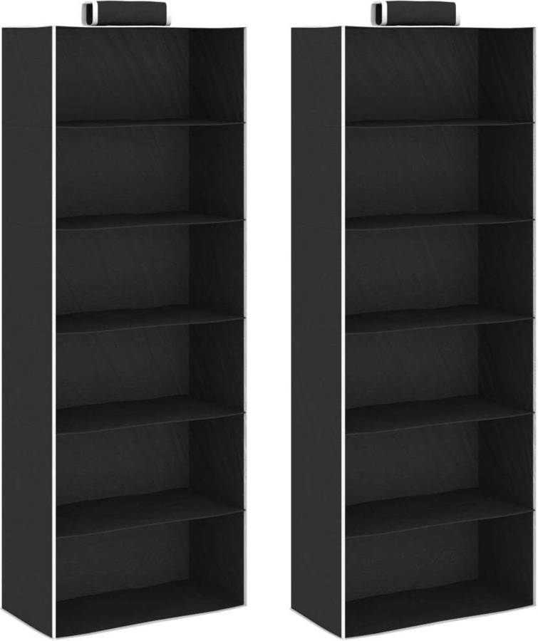 Organizador de Ropero VIDAXL 6 Estantes (Tejido - 30x15x80 cm - Negro)