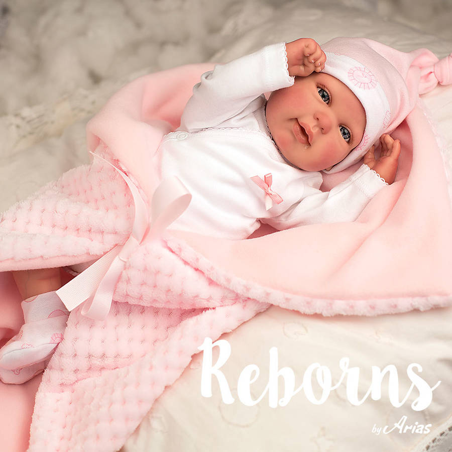 Muñeco Arias Reborn 45 cm rocio con nana edad 3 años 58 x 205 30 98020