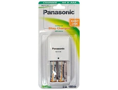 Cargador de batería Panasonic con 2 baterías AA de 1000 mAh