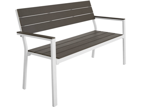 Banco de Jardín TECTAKE Line (Gris Claro - Aluminio - 128x59x88 cm)